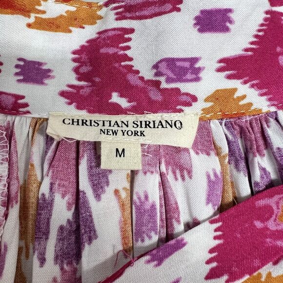 Christian Siriano V Neck High Low Tunic Top Pink Orange Long Tie Sleeves - Picture 7 of 9